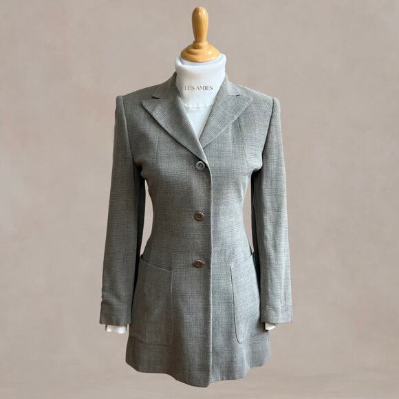 Vintage 90s Henri Bendel Long Wool Blazer 2 – Made in Italy, Gray Longline Style - Picture 1 of 13